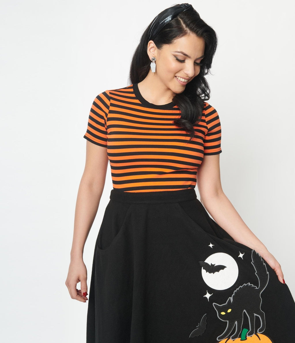 Unique Vintage Orange & Black Stripe Back To Basics Top - Unique Vintage - Womens, HALLOWEEN, TOPS