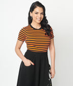 Unique Vintage Orange & Black Stripe Back To Basics Top - Unique Vintage - Womens, HALLOWEEN, TOPS