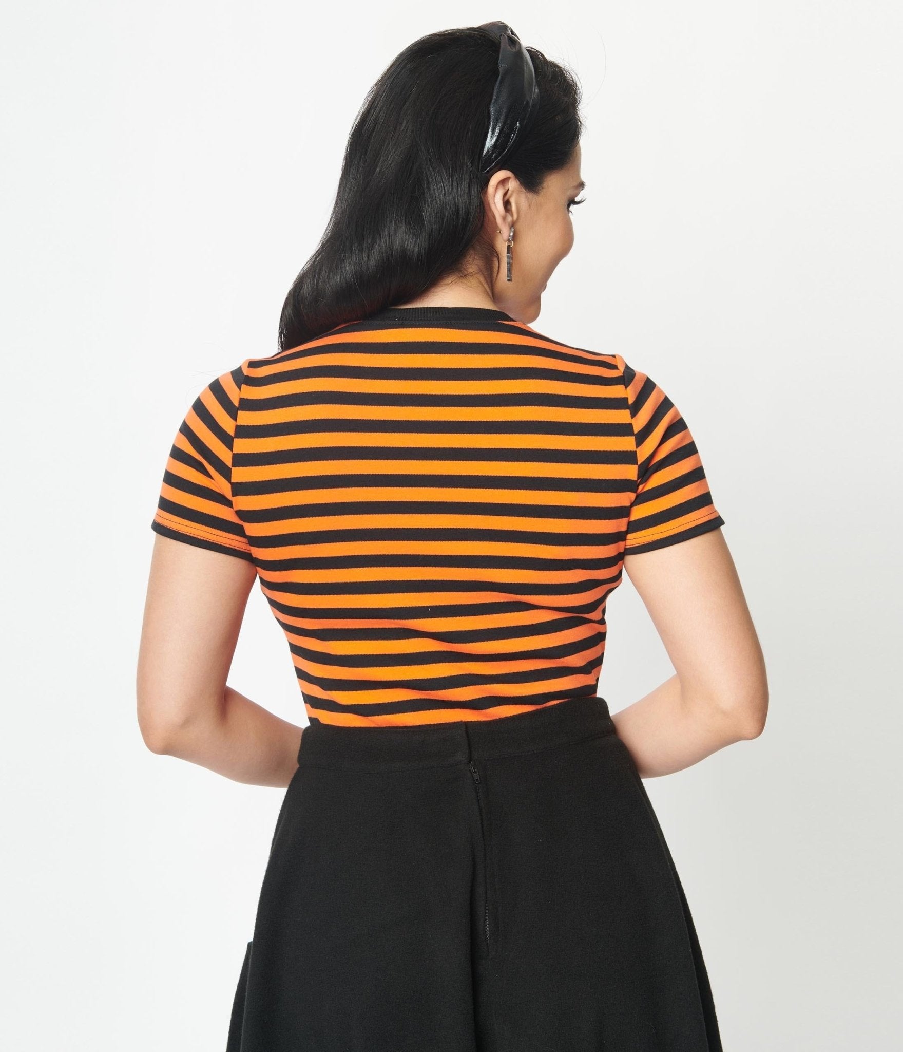Unique Vintage Orange Black Stripe Back to Basics Top