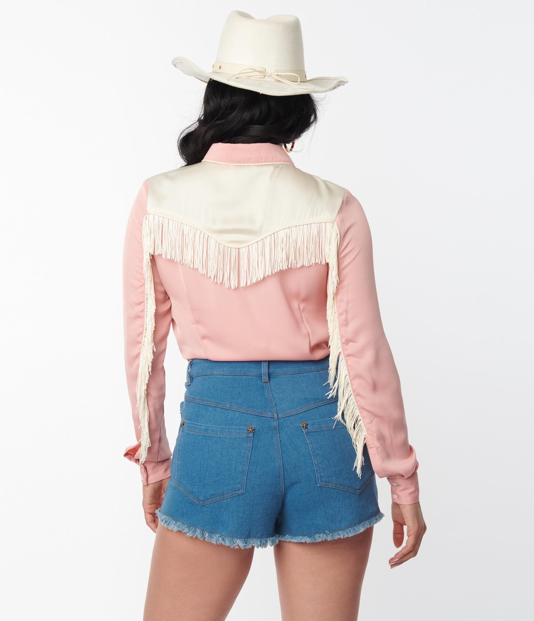 Unique Vintage Peach & Ivory Western Blouse - Unique Vintage - Blouses
