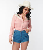 Unique Vintage Peach & Ivory Western Blouse - Unique Vintage - Blouses