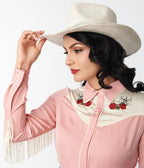 Unique Vintage Peach & Ivory Western Blouse - Unique Vintage - Blouses