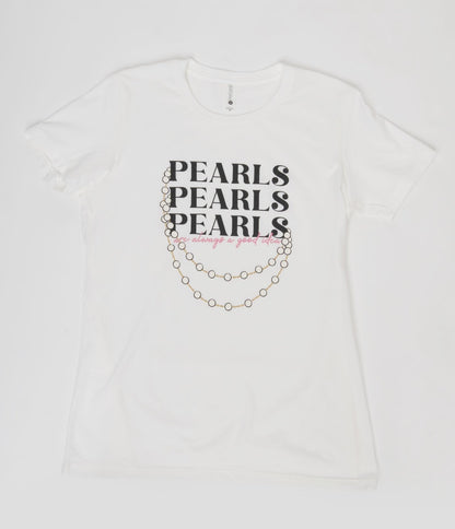 Unique Vintage Pearls White Fitted Womens Graphic Tee - Unique Vintage - Womens, GRAPHIC TEES, TEES