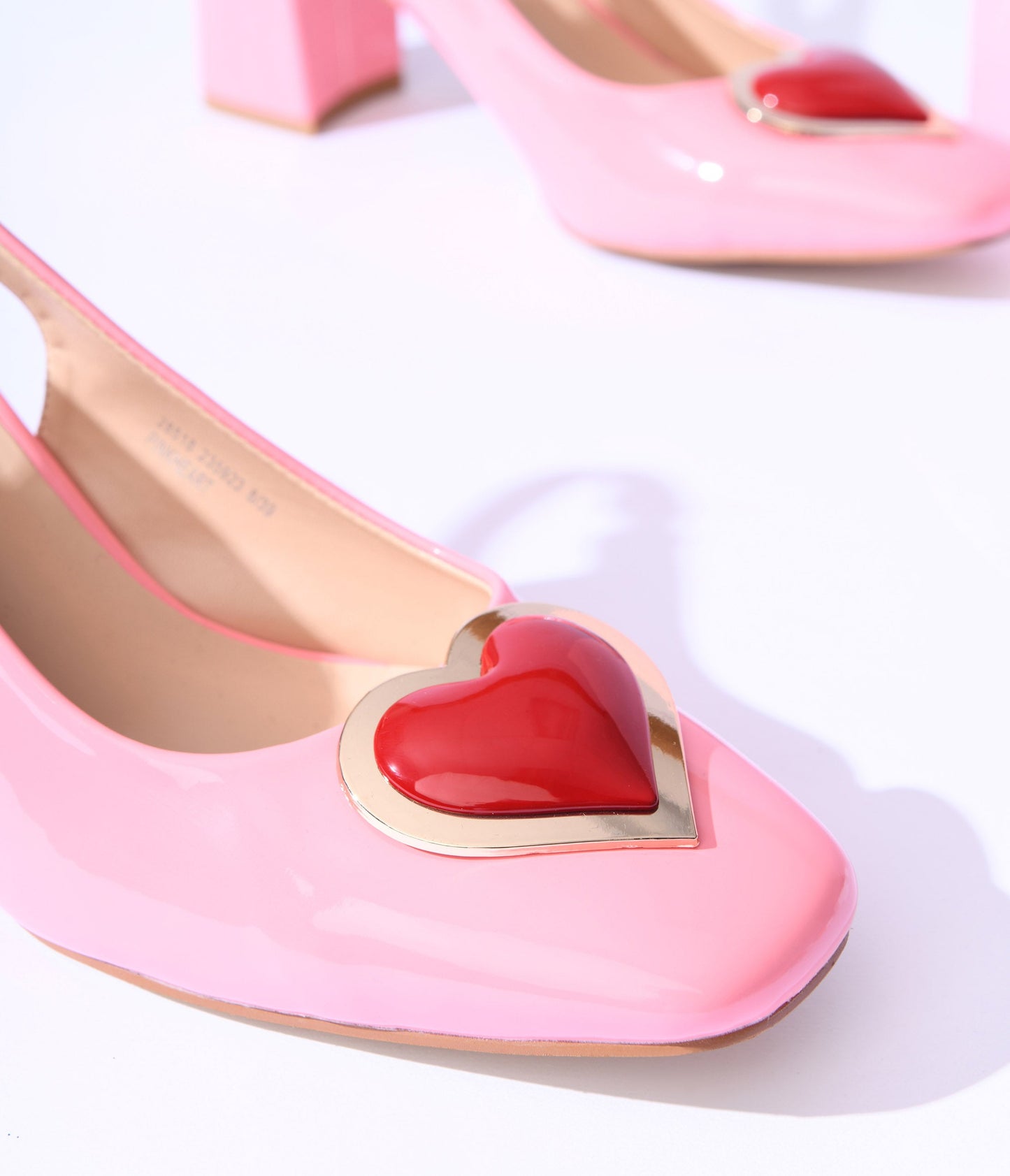 Unique Vintage Pink Heart Leatherette Slingback Heels - Unique Vintage - Womens, SHOES, HEELS