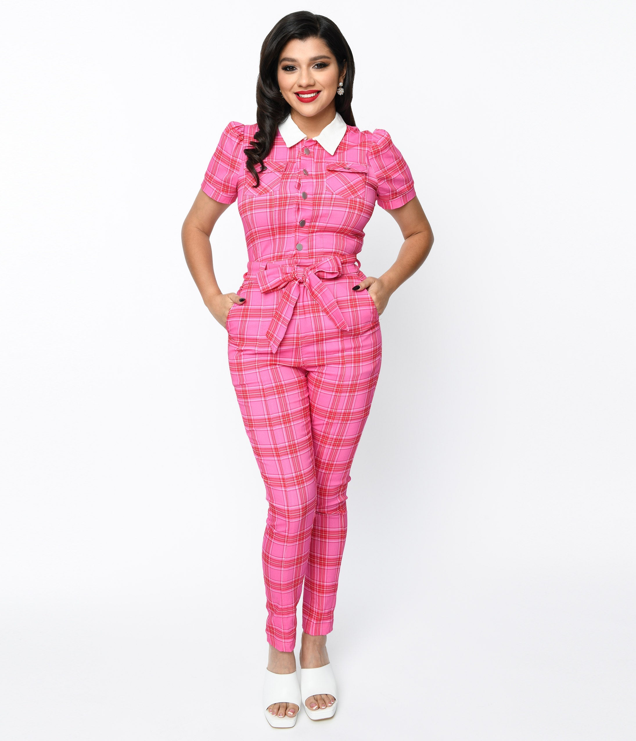 Red skinny jumpsuit hot sale