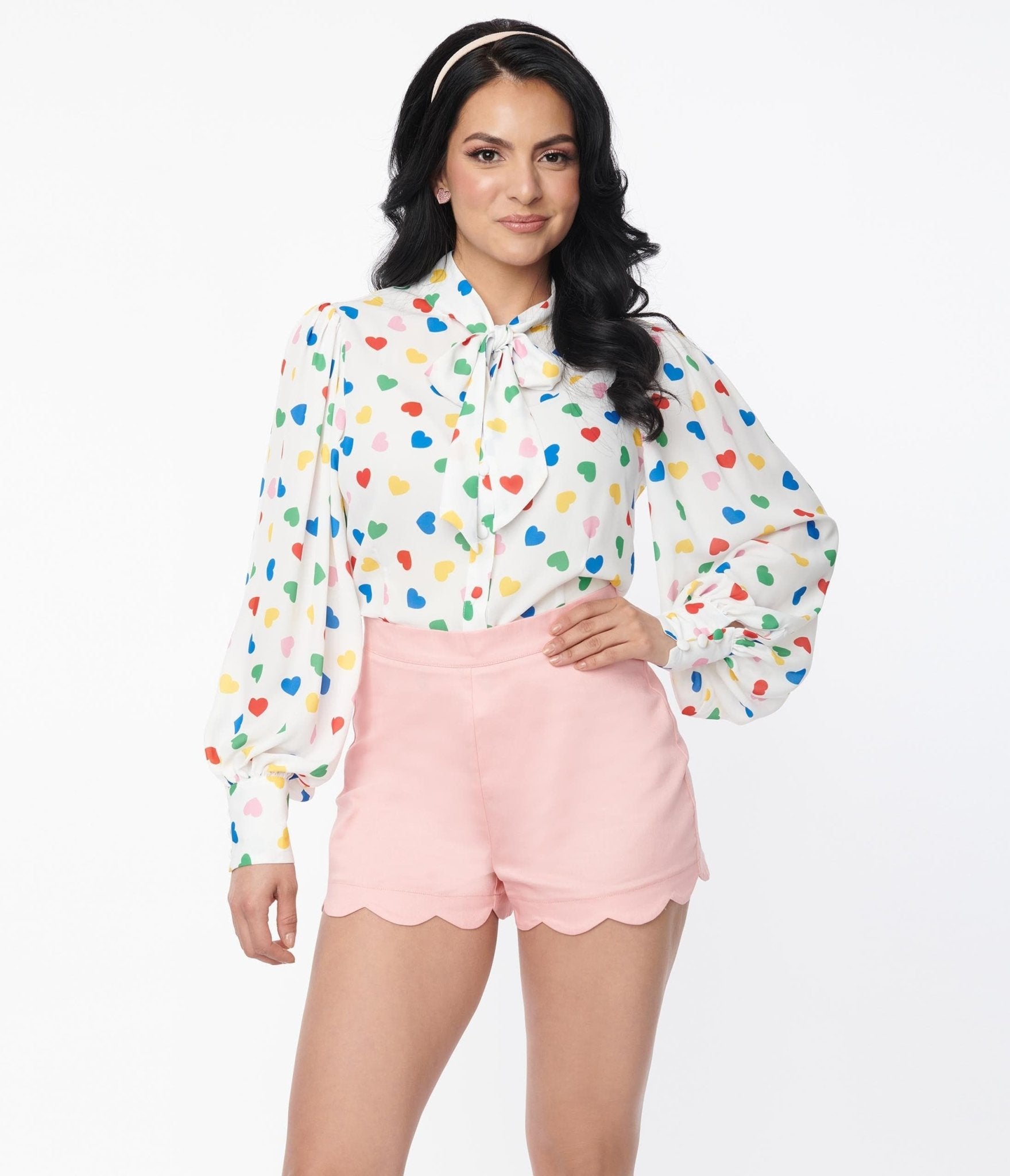 Pink scalloped shorts deals