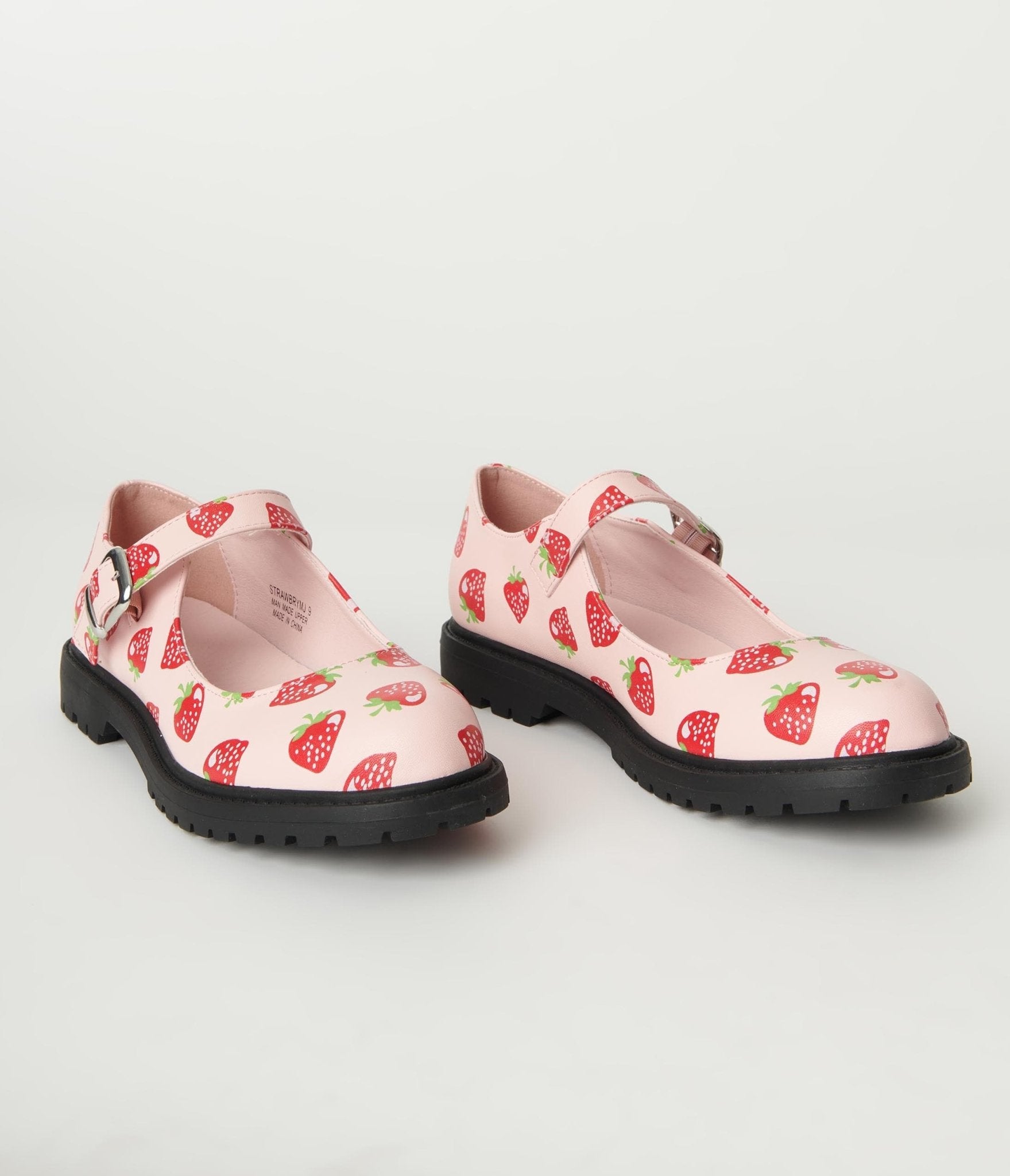Unique Vintage Pink & Strawberry Mary Jane Flats - Unique Vintage - Womens, SHOES, FLATS