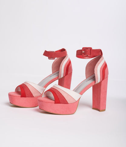 Unique Vintage Pink Suede Peep Toe Platform Heels - Unique Vintage - Womens, SHOES, HEELS