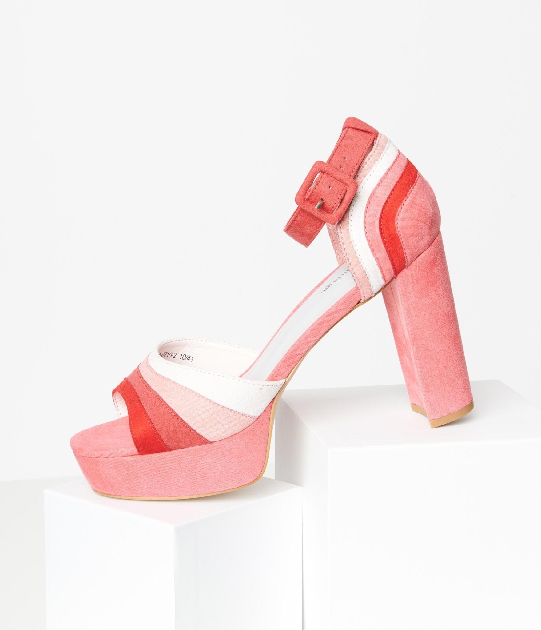 Unique Vintage Pink Suede Peep Toe Platform Heels - Unique Vintage - Womens, SHOES, HEELS