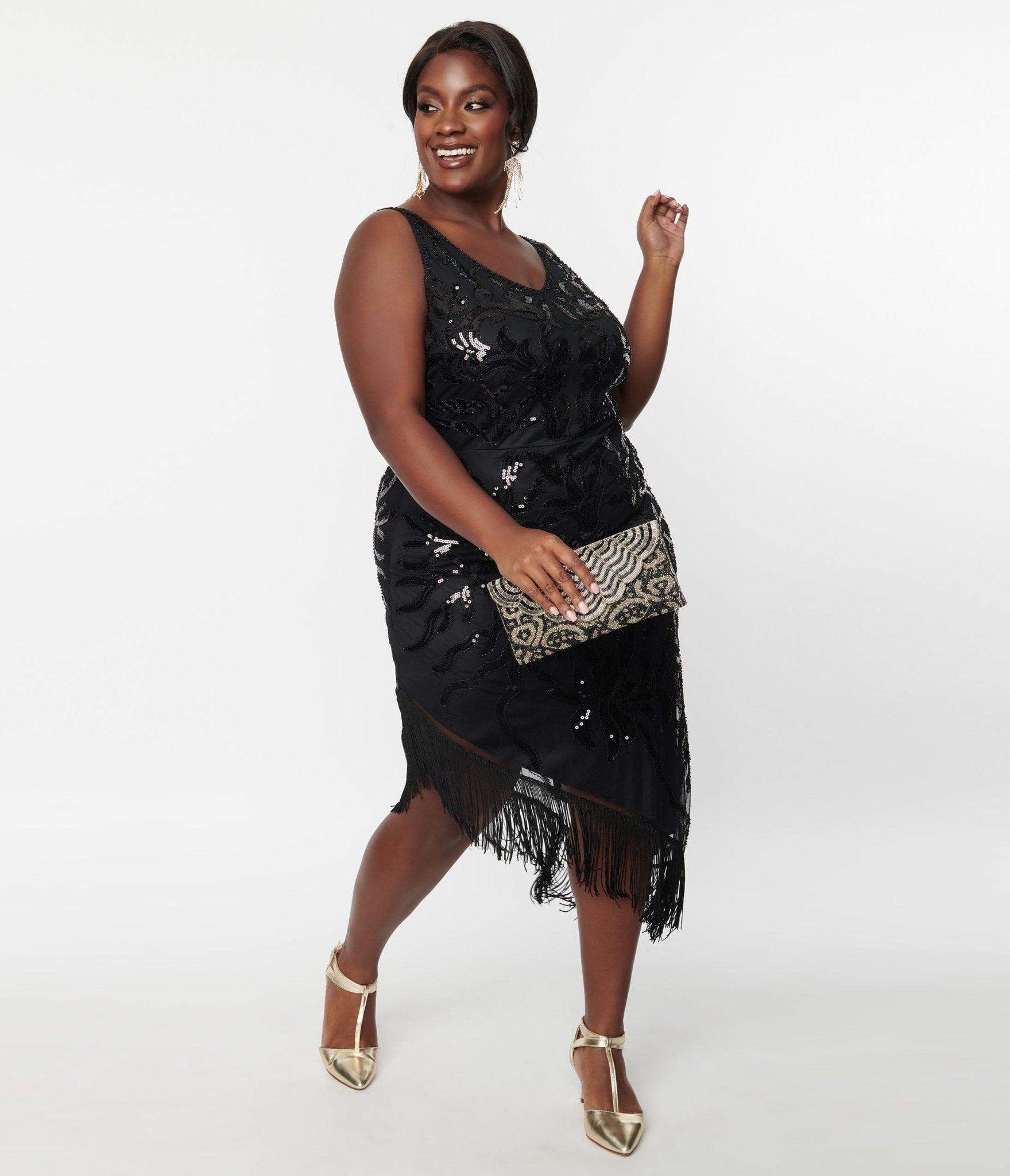 Plus size discount fringe flapper dress