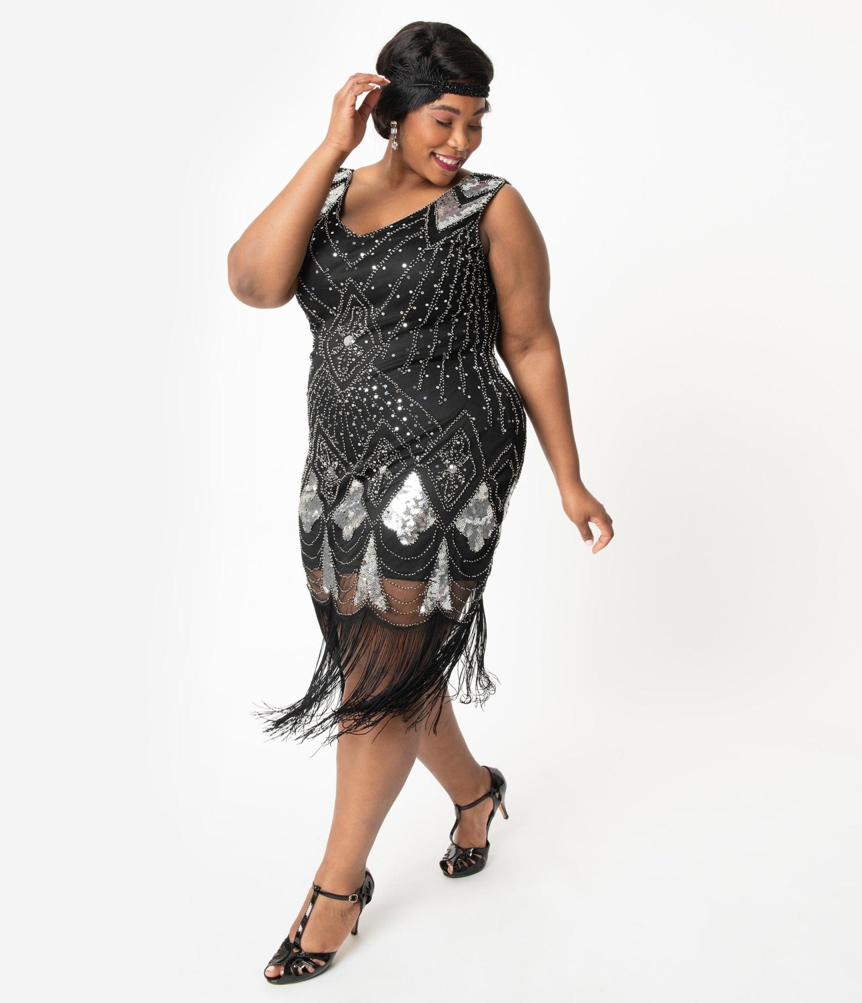 Plus size new arrivals fringe flapper dress