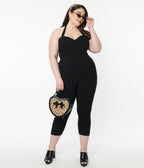 Unique Vintage Plus Size 1950s Black Halter Marcel Jumpsuit - Unique Vintage - Womens, BOTTOMS, ROMPERS AND JUMPSUITS
