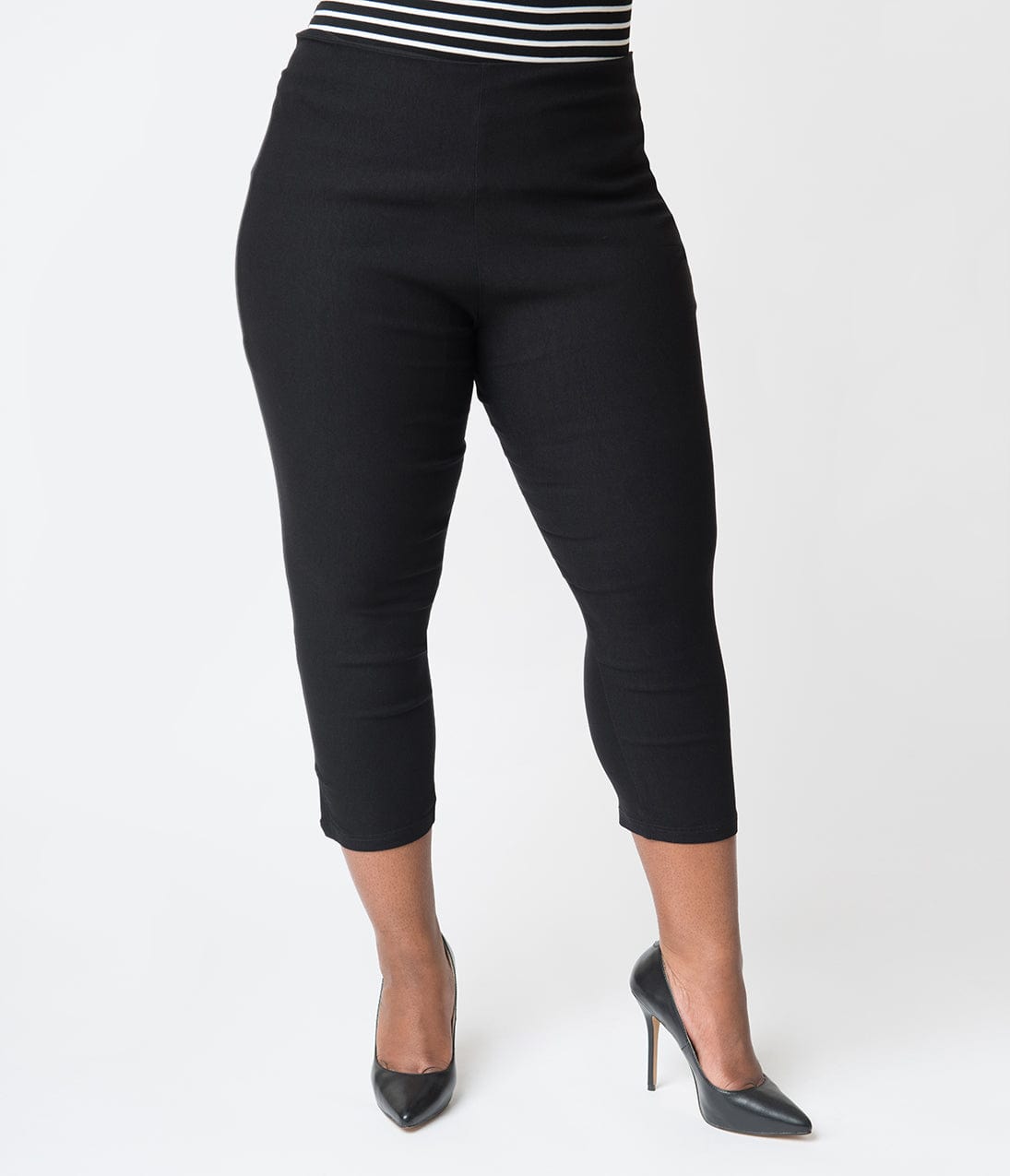 Unique Vintage Plus Size 1950s Black High Waist Rachelle Capri Pants - Unique Vintage - Womens, BOTTOMS, CAPRI