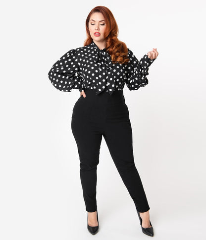 Unique Vintage Plus Size 1950s Black High Waist Rizzo Cigarette Pants - Unique Vintage - Womens, BOTTOMS, PANTS