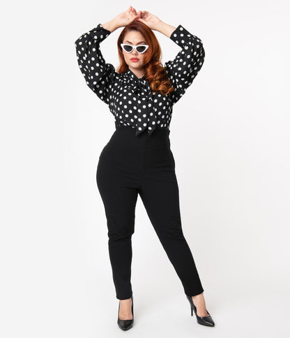 Unique Vintage Plus Size 1950s Black High Waist Rizzo Cigarette Pants - Unique Vintage - Womens, BOTTOMS, PANTS