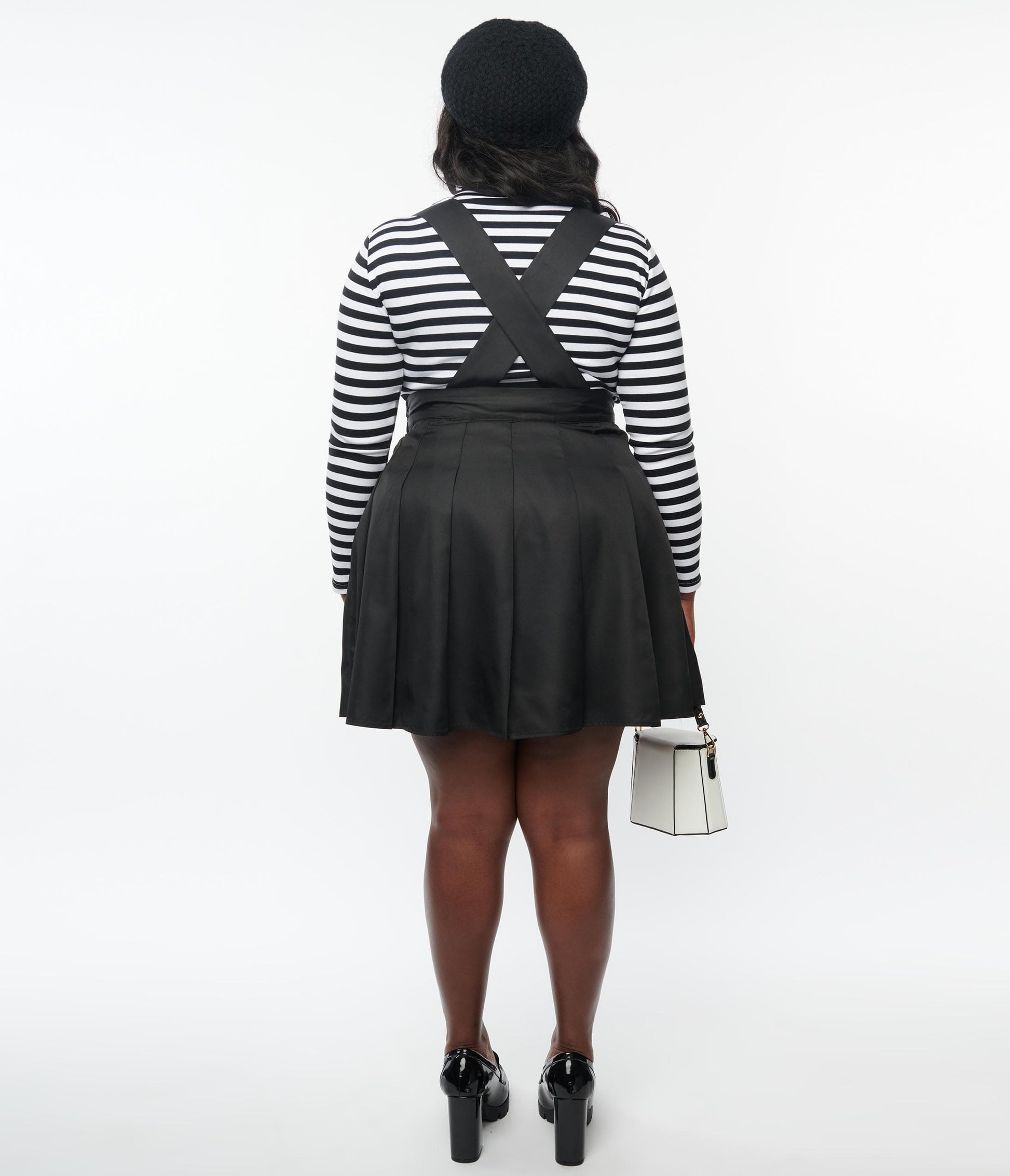 Unique Vintage Plus Size 1950s Black Pleated Suspender Mini Skirt - Unique Vintage - Womens, BOTTOMS, SKIRTS
