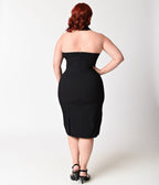 Unique Vintage Plus Size 1960s Black Criss Cross Halter Penelope Wiggle Dress - Unique Vintage - Womens, DRESSES, WIGGLE
