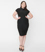 Unique Vintage Plus Size 1960s Black Holly Wiggle Dress