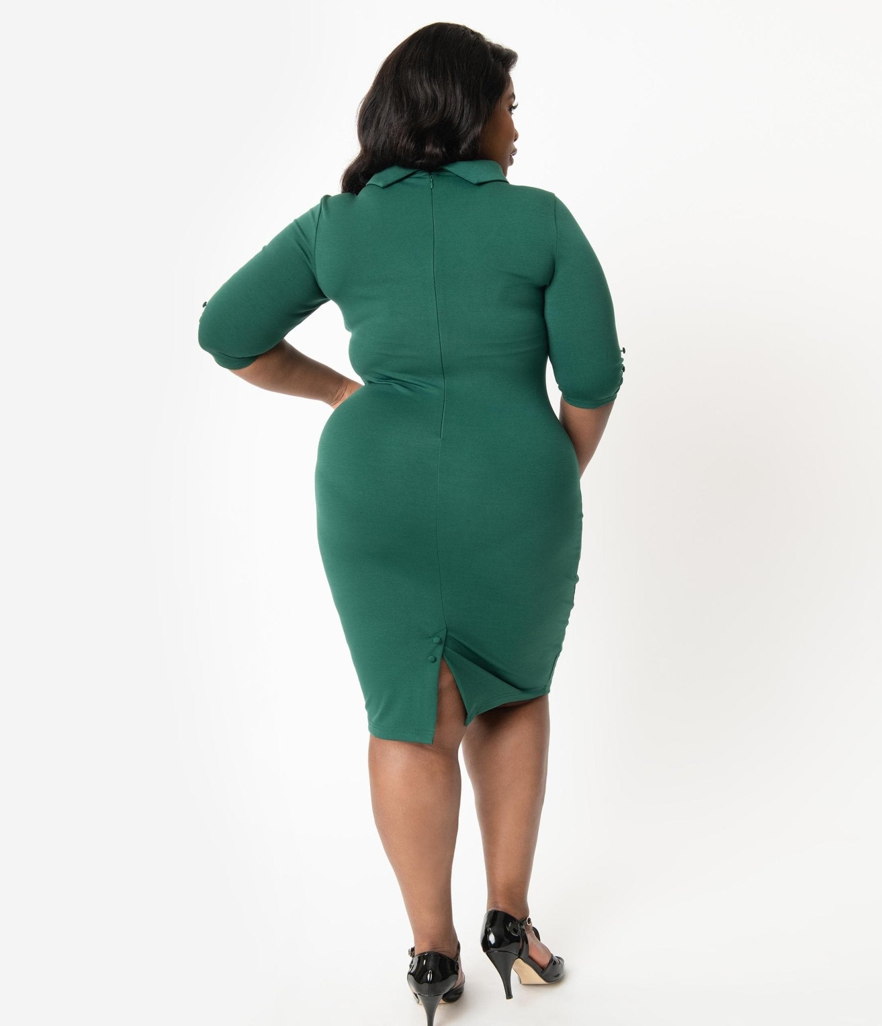 Unique Vintage Plus Size 1960s Retro Green Half Sleeve Cassidy Wiggle