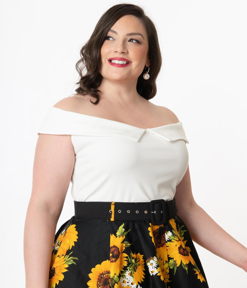 Unique Vintage Plus Size 1960s White Maraschino Top - Unique Vintage - Womens, TOPS, KNIT TOPS