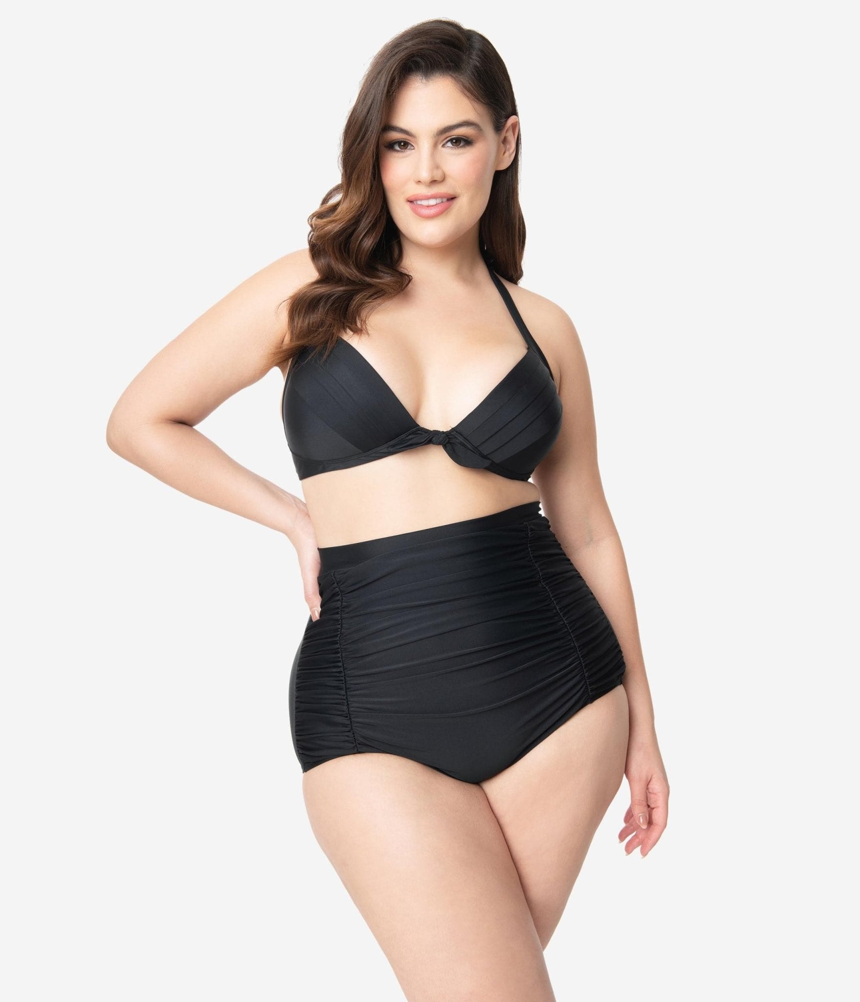 Sexy Plus Size, Large Bust Black Plus Size Bikini Set, Bandeau Bikini Top,  High Waist Bottom, Bikini for Busty Women, Plus Size Swimsuit -  Israel