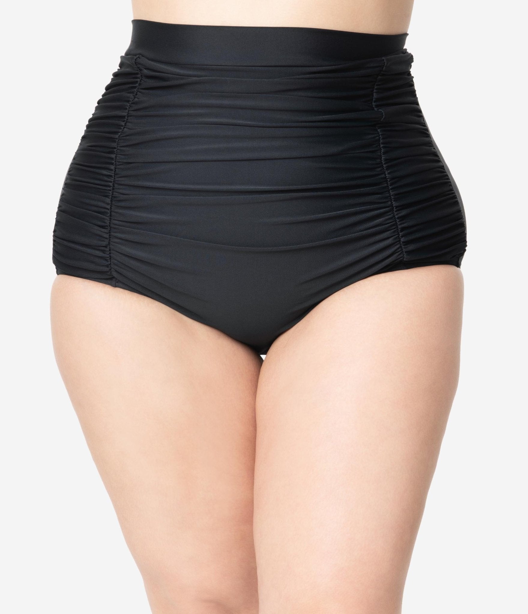 Unique Vintage Plus Size All Black Monroe High Waist Bikini Bottom - Unique Vintage - Womens, SWIM, BOTTOM