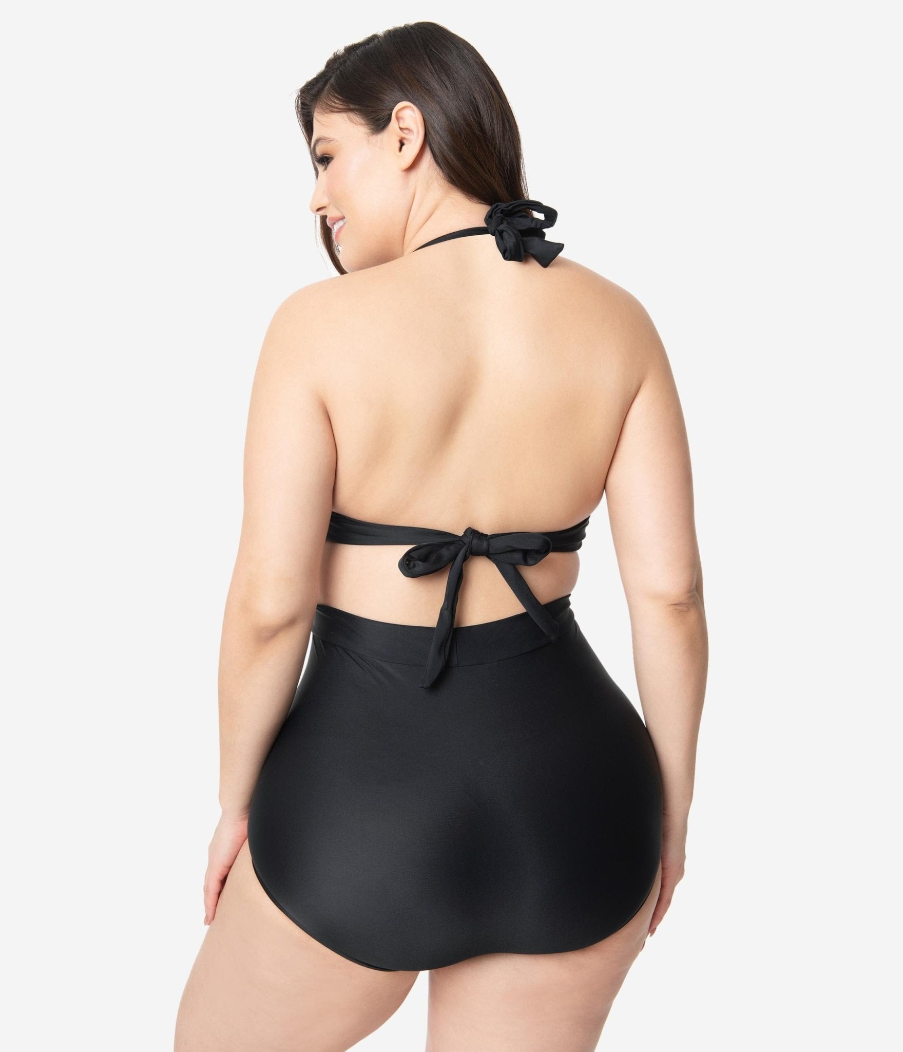 Unique Vintage Plus Size All Black Monroe High Waist Bikini Bottom - Unique Vintage - Womens, SWIM, BOTTOM