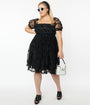 Unique Vintage Plus Size Black Bat Mesh Babydoll Belle Dress