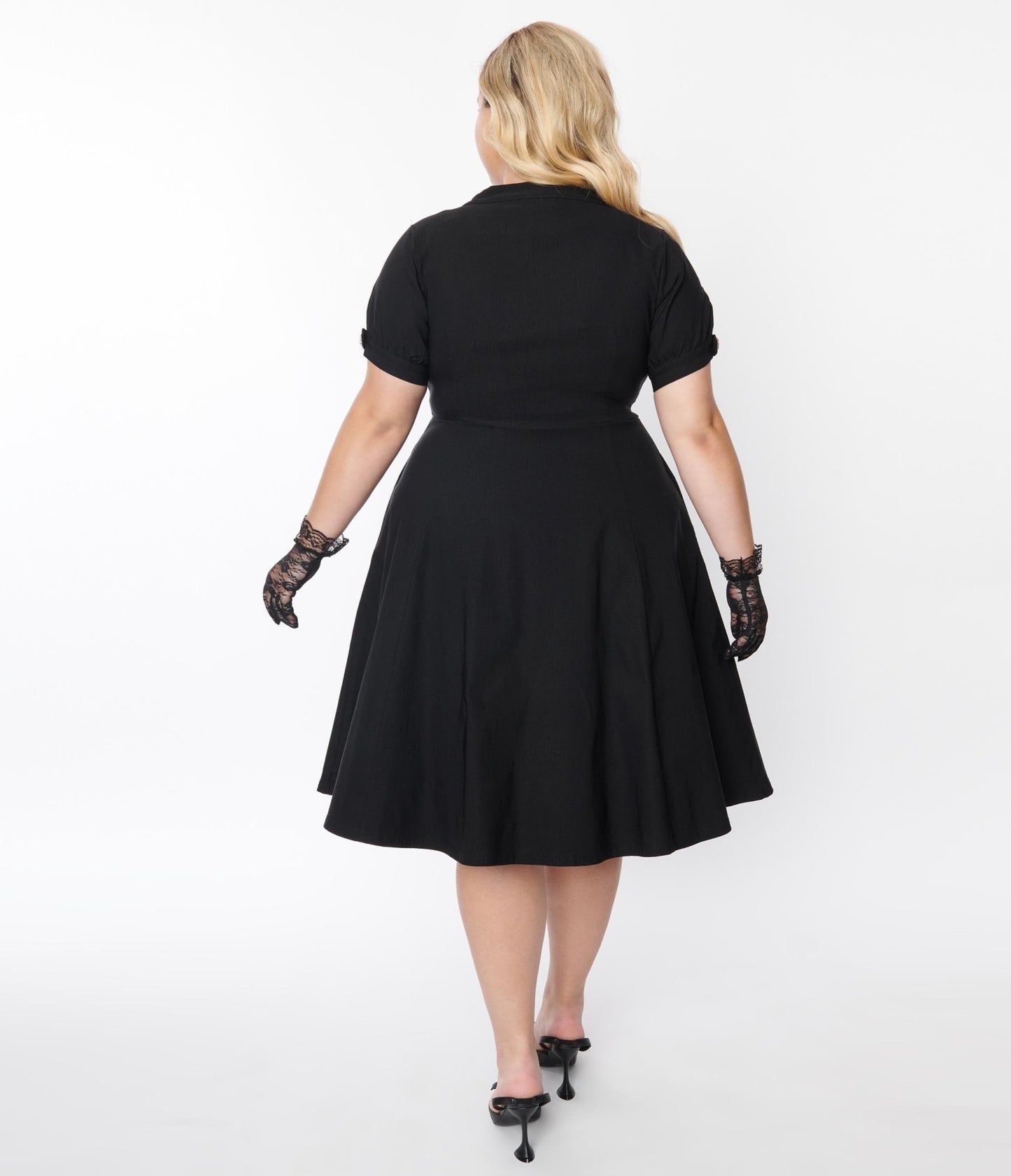 Unique Vintage Plus Size Black Button Swing Dress - Unique Vintage - Womens, DRESSES, SWING
