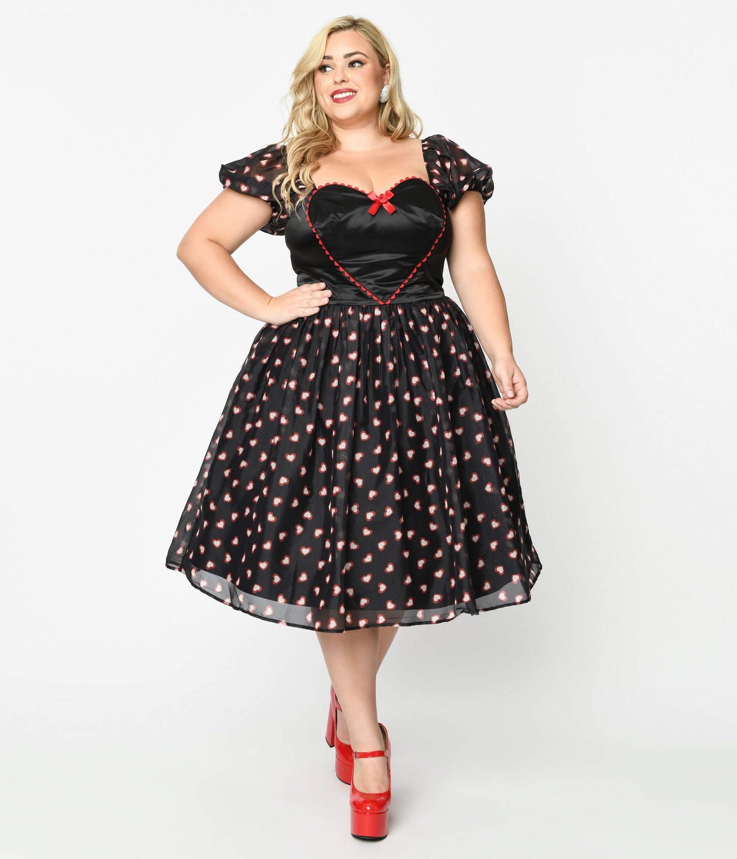 Unique Vintage Plus Size Black Cupid's Lover Swing Dress - Unique Vintage - Womens, DRESSES, PROM AND SPECIAL OCCASION