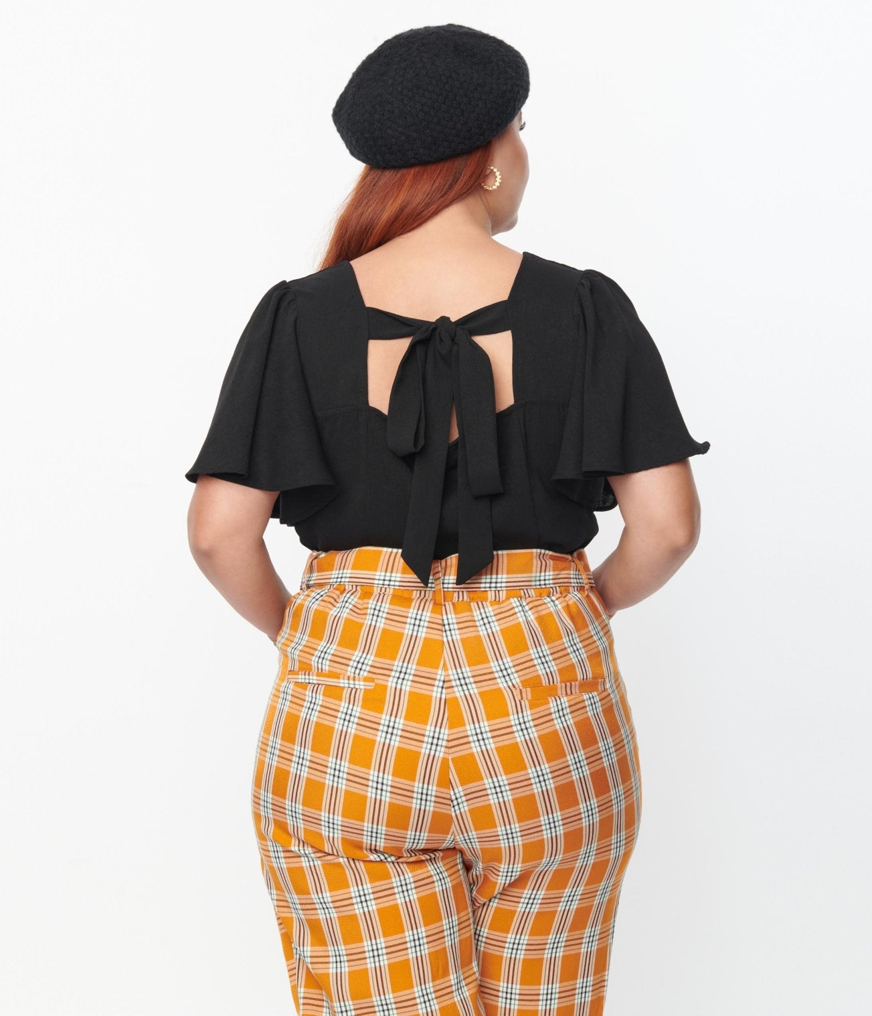 Unique Vintage Plus Size Black Flutter Sleeve Blouse - Unique Vintage - Womens, TOPS, WOVEN TOPS