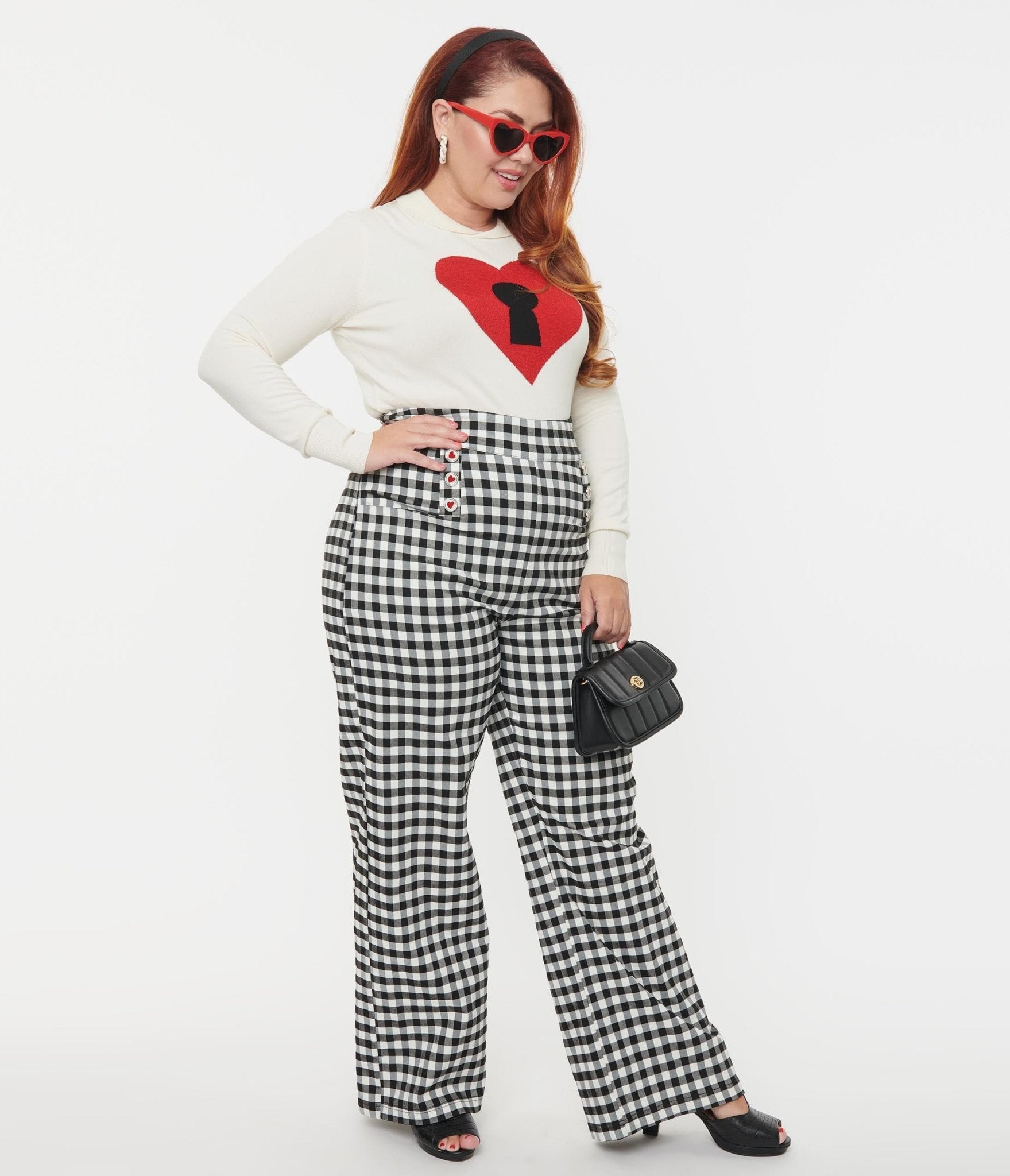 Plus size gingham pants discount