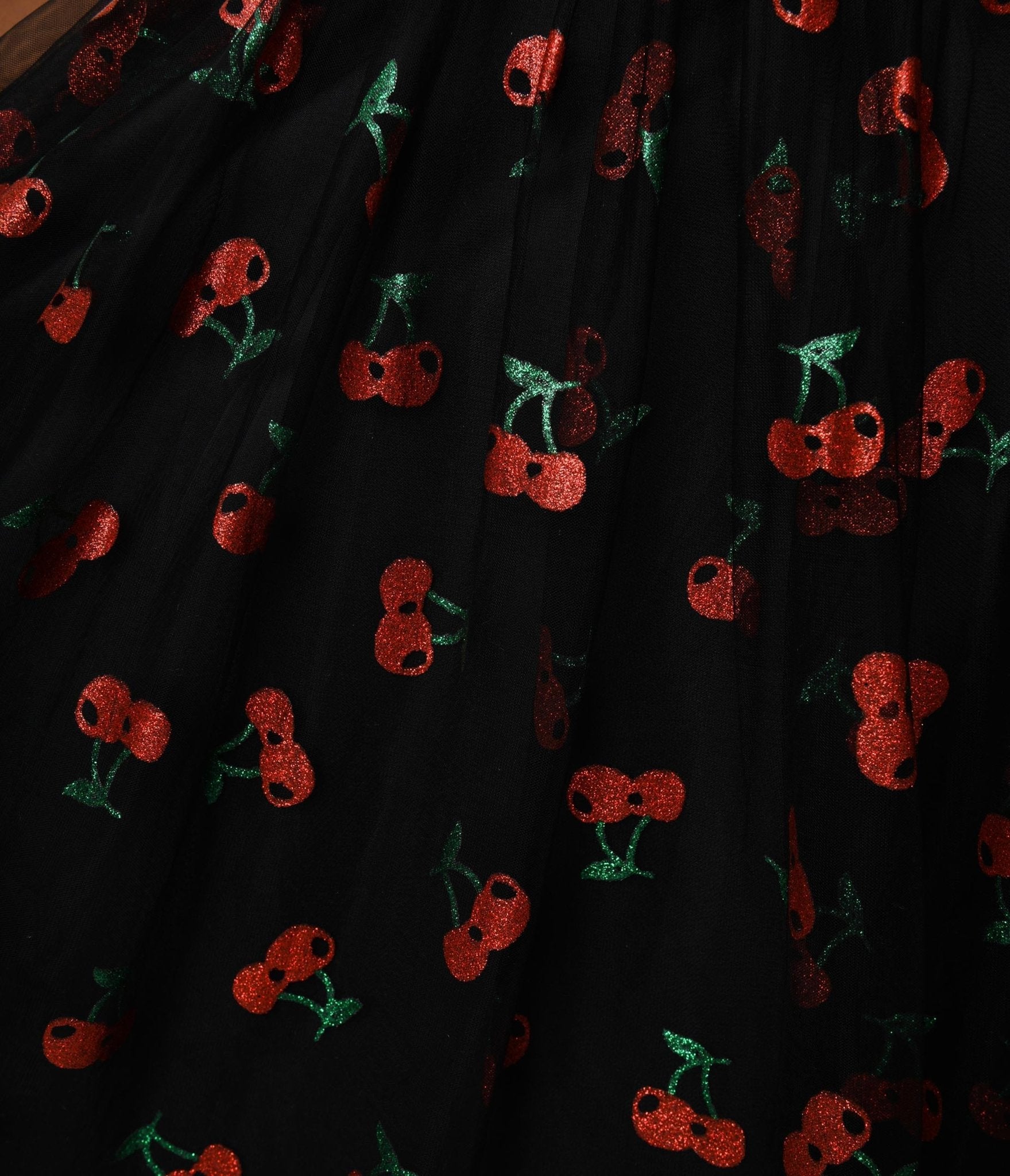Unique Vintage Plus Size Black & Glitter Cherry Print Babydoll Dress - Unique Vintage - Womens, DRESSES, BABYDOLL