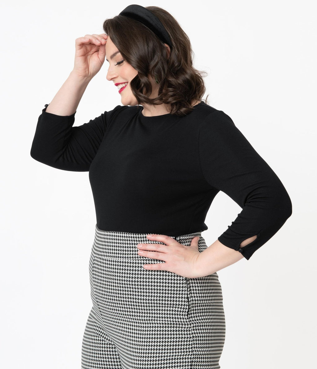 Unique Vintage Plus Size Black Gracie Top - Unique Vintage - Womens, TOPS, KNIT TOPS