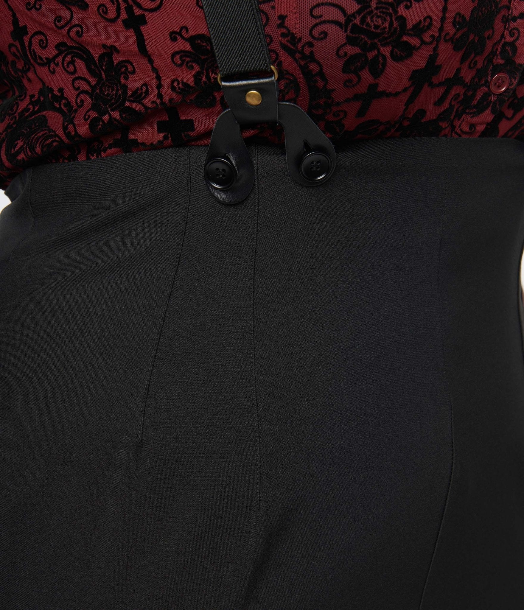 Unique Vintage Plus Size Black High Waist Suspender Pants - Unique Vintage - Womens, BOTTOMS, PANTS