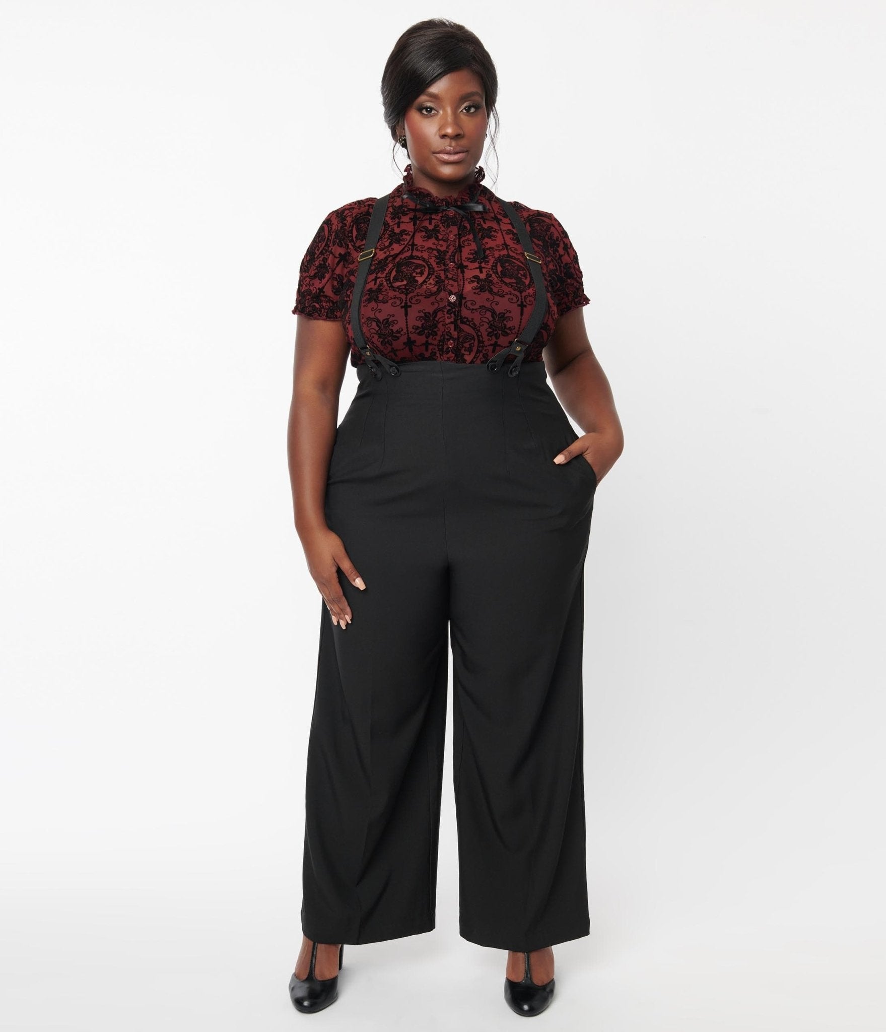 BOSS - High-waisted relaxed-fit trousers with wide leg