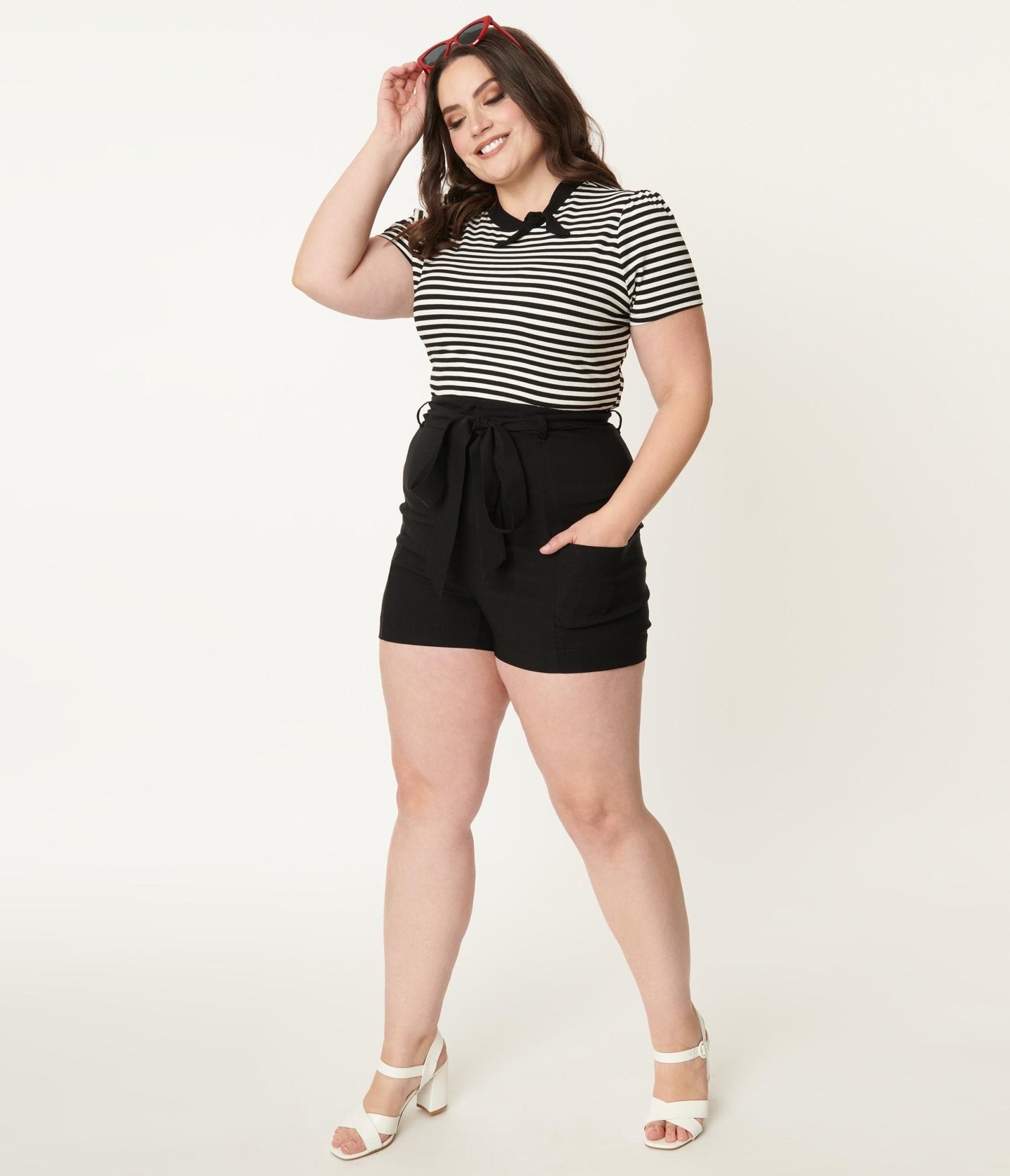 Plus size vintage high waisted shorts hot sale