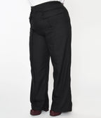 Unique Vintage Plus Size Black High Waist Wide Leg Tab Pants - Unique Vintage - Womens, BOTTOMS, PANTS