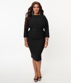 Unique Vintage Plus Size Black Jaqueline Pencil Dress - Unique Vintage - Womens, DRESSES, WIGGLE
