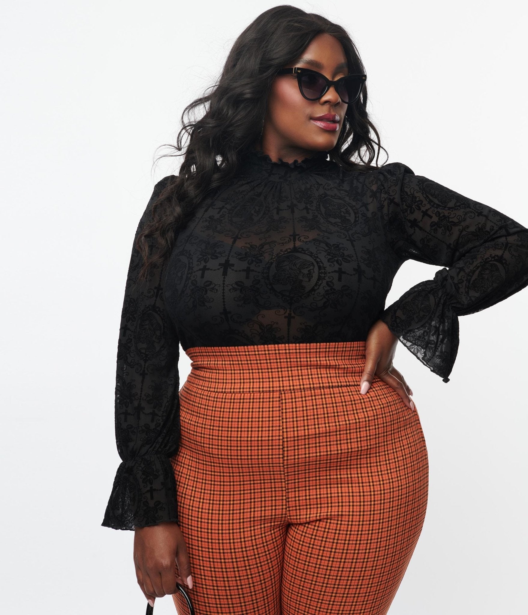 Velvet plus size top tops