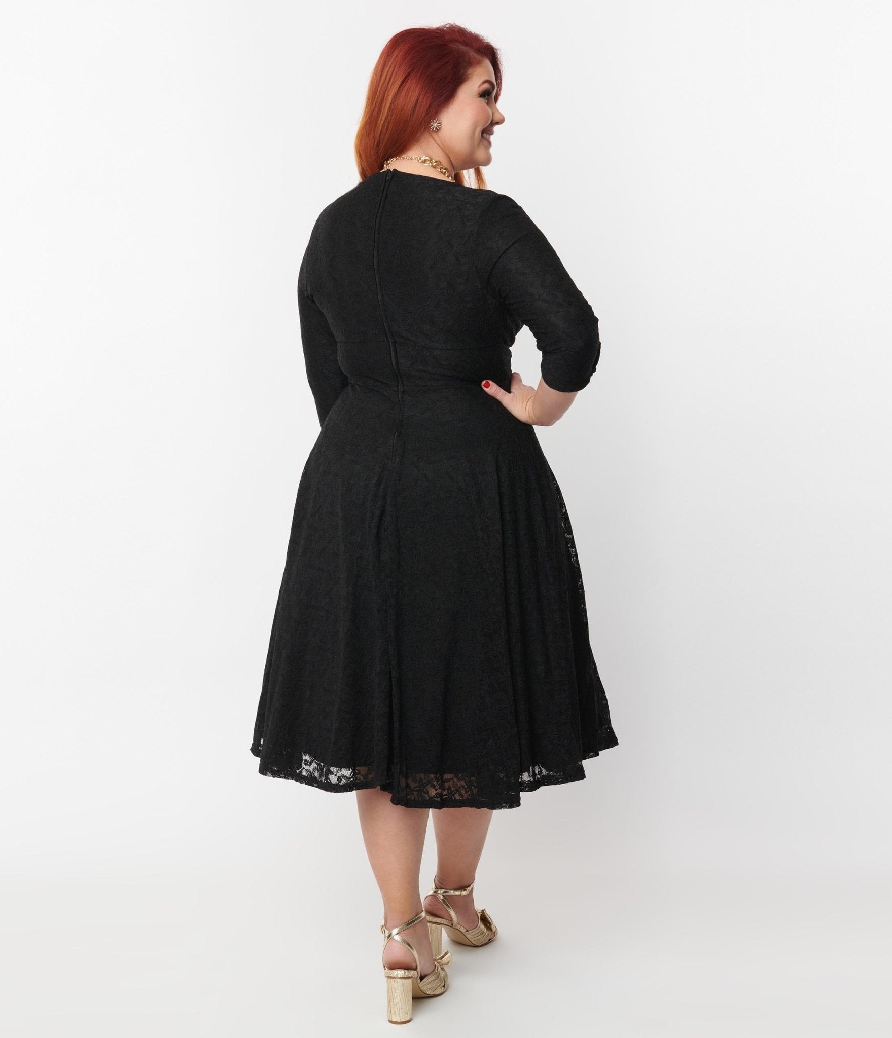 Unique Vintage Plus Size Black Lace Gilda Swing Dress - Unique Vintage - Womens, DRESSES, SWING