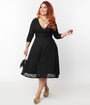 Unique Vintage Plus Size Black Lace Gilda Swing Dress