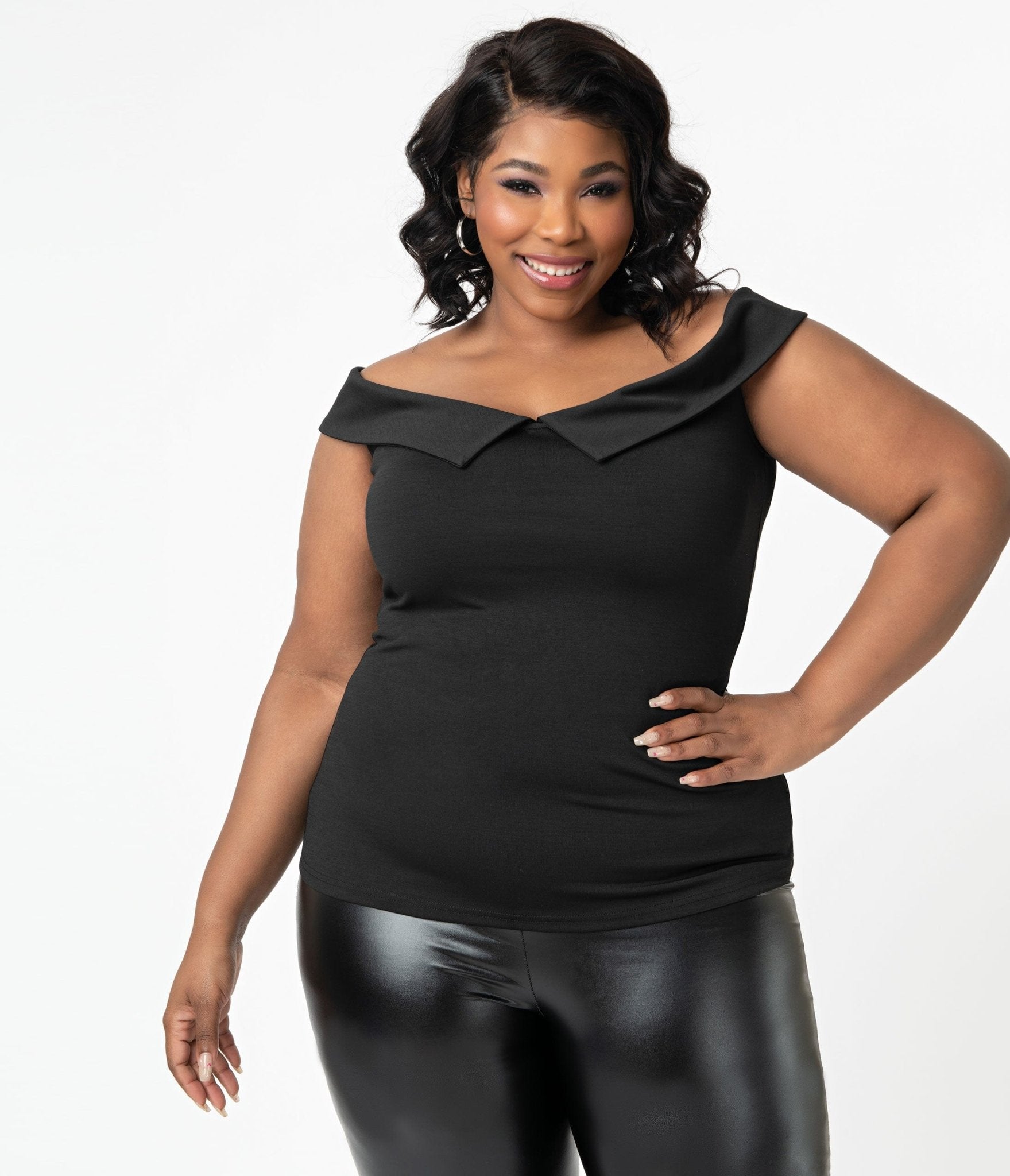 Unique Vintage Plus Size Black Maraschino Top - Unique Vintage - Womens, TOPS, KNIT TOPS