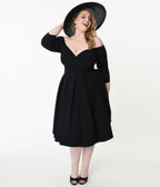 Unique Vintage Plus Size Black Marceline Swing Dress - Unique Vintage - Womens, DRESSES, SWING