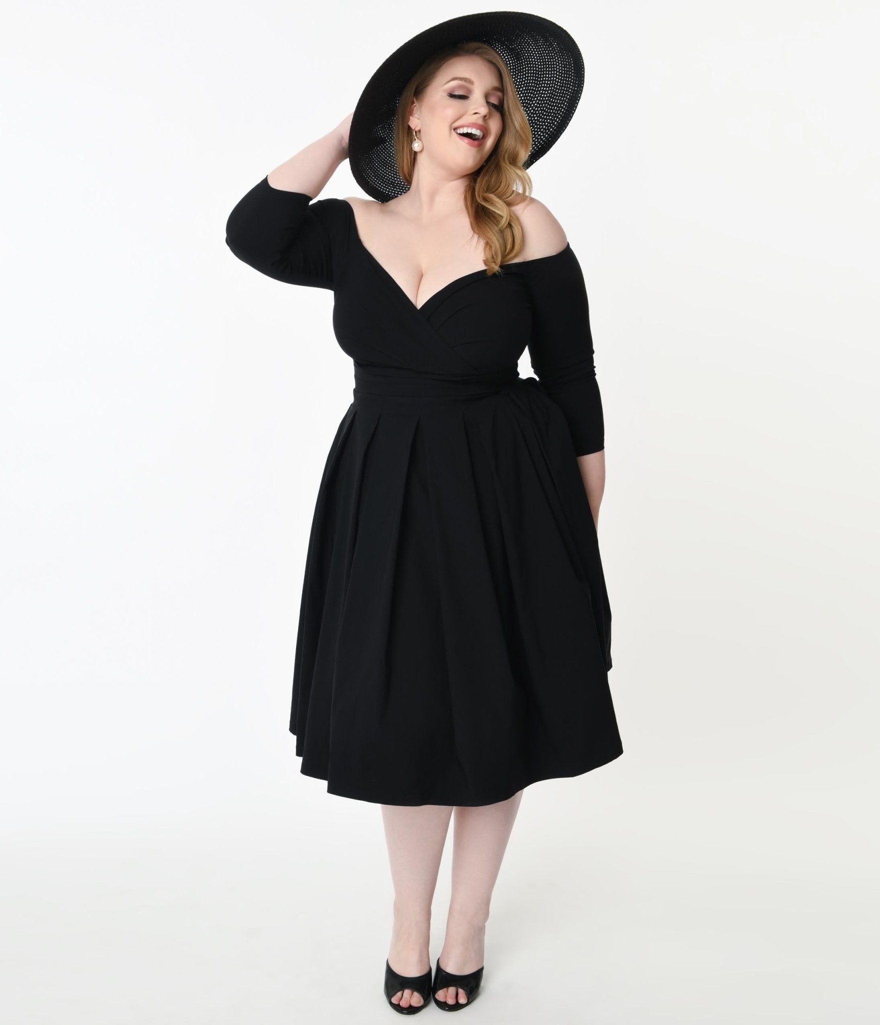 Unique Vintage Plus Size Black Marceline Swing Dress - Unique Vintage - Womens, DRESSES, SWING