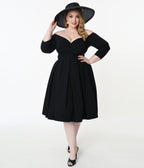 Unique Vintage Plus Size Black Marceline Swing Dress - Unique Vintage - Womens, DRESSES, SWING