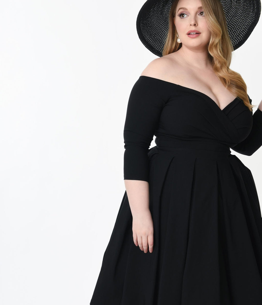 Unique Vintage Plus Size Black Marceline Swing Dress - Unique Vintage - Womens, DRESSES, SWING