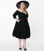 Unique Vintage Plus Size Black Marceline Swing Dress - Unique Vintage - Womens, DRESSES, SWING