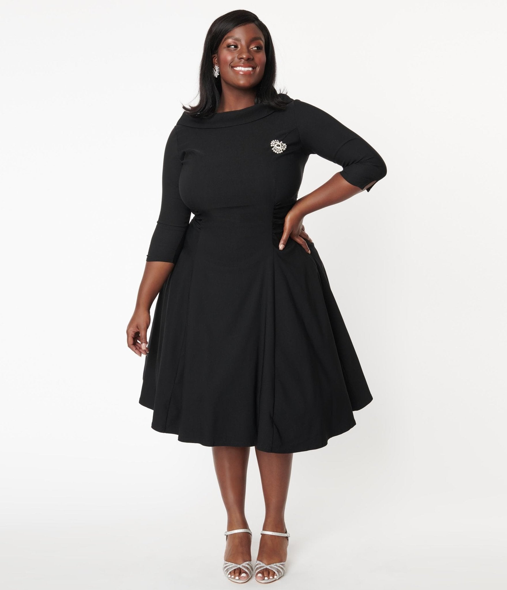 Unique Vintage Plus Size Black Nicola Swing Dress - Unique Vintage - Womens, DRESSES, SWING