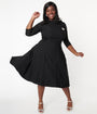Unique Vintage Plus Size Black Nicola Swing Dress